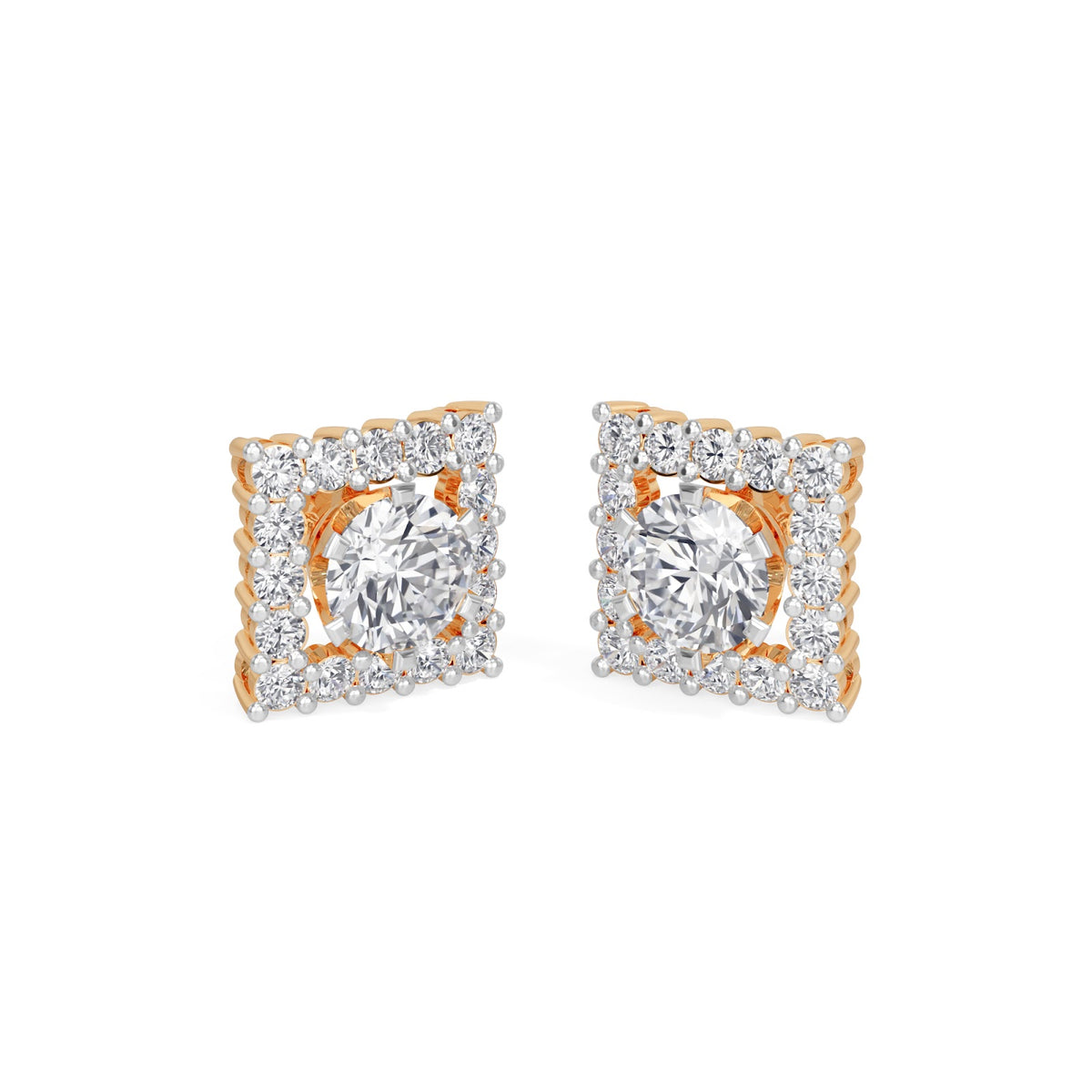 square halo solitaires earring