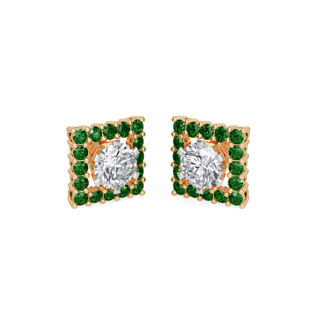 square emerald bloom earring