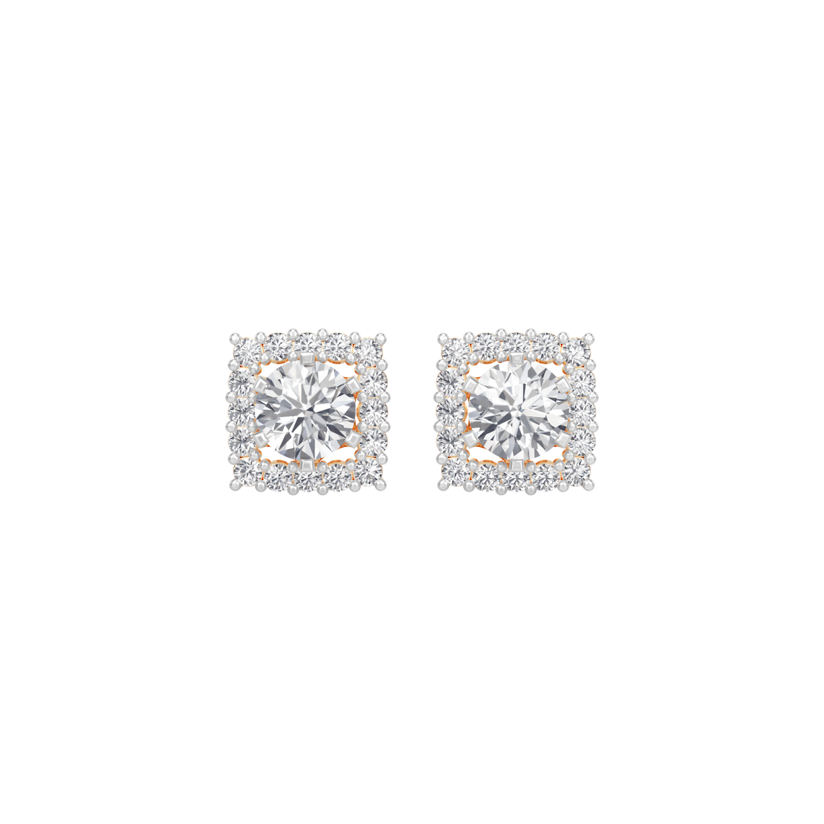 square halo solitaires earring