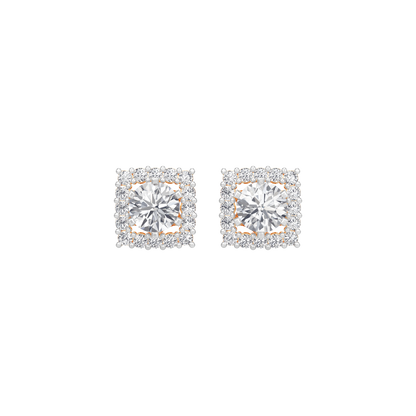 Square Halo Solitaires Earring