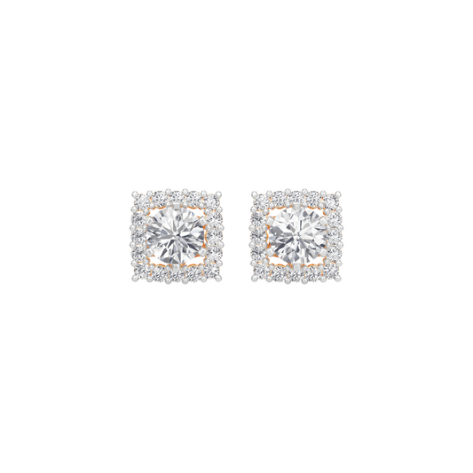 Square Halo Solitaires Earring