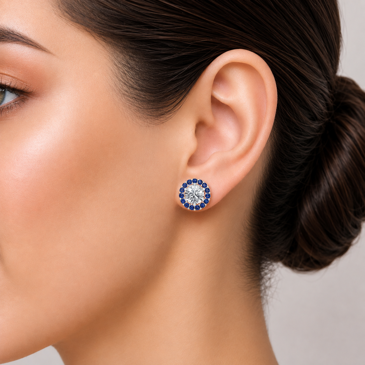 sapphire halo earring
