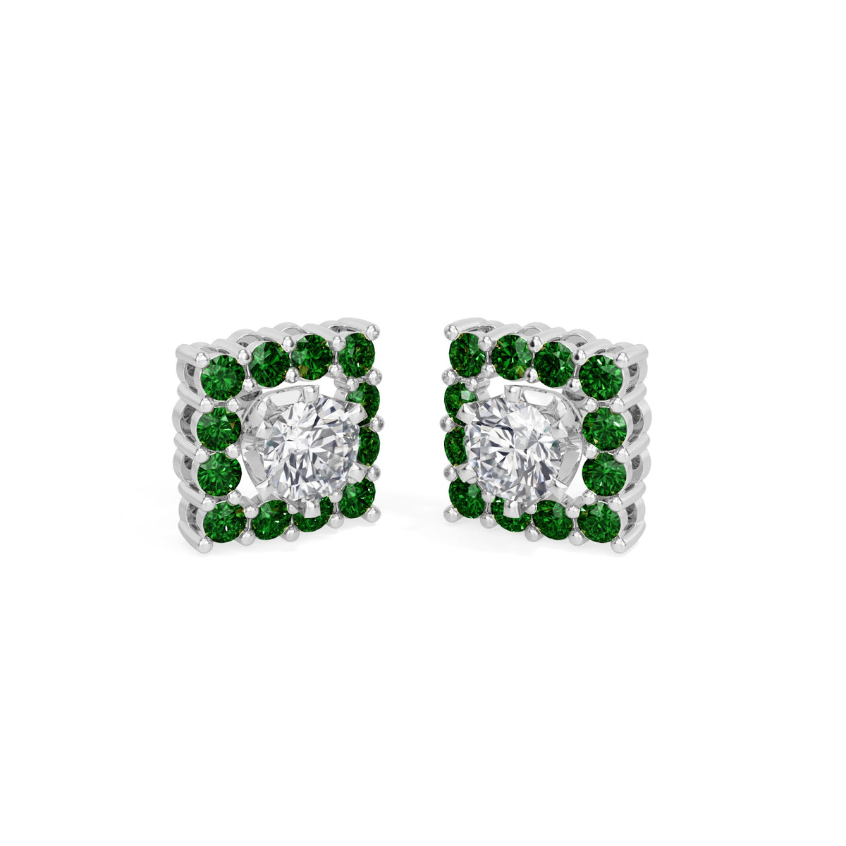square emerald bloom earring