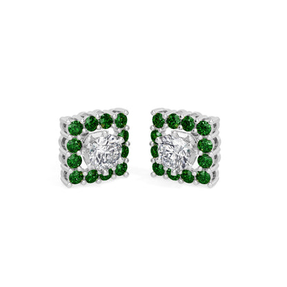 Square Emerald Bloom Earring