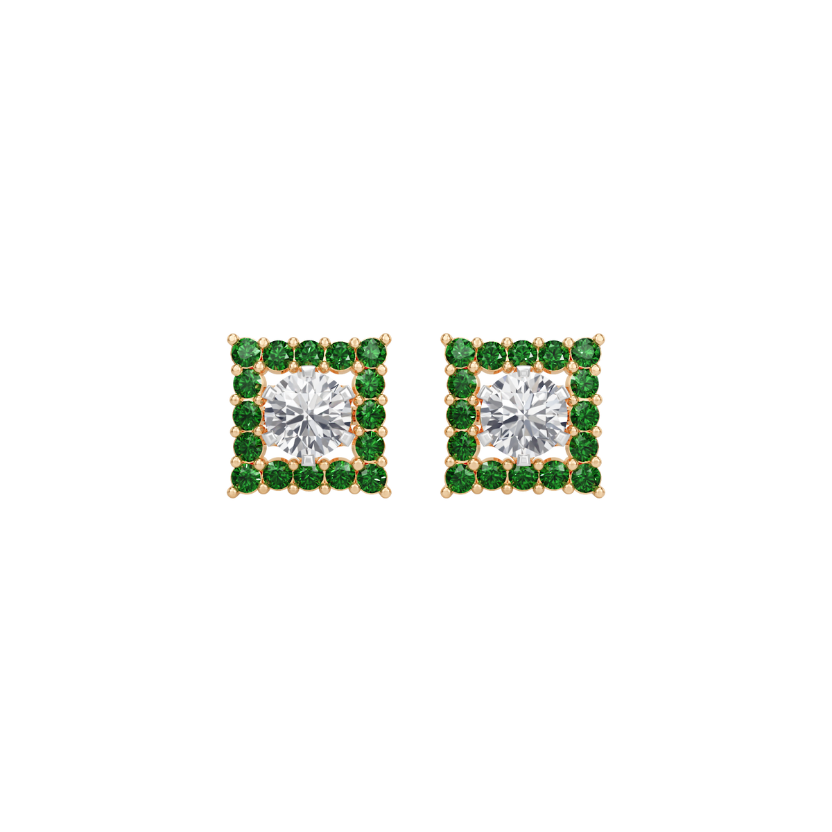 square emerald bloom earring
