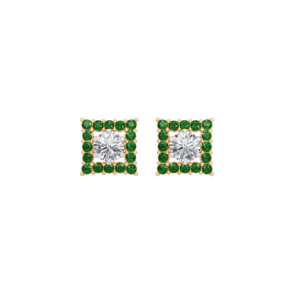 Square Emerald Bloom Earring