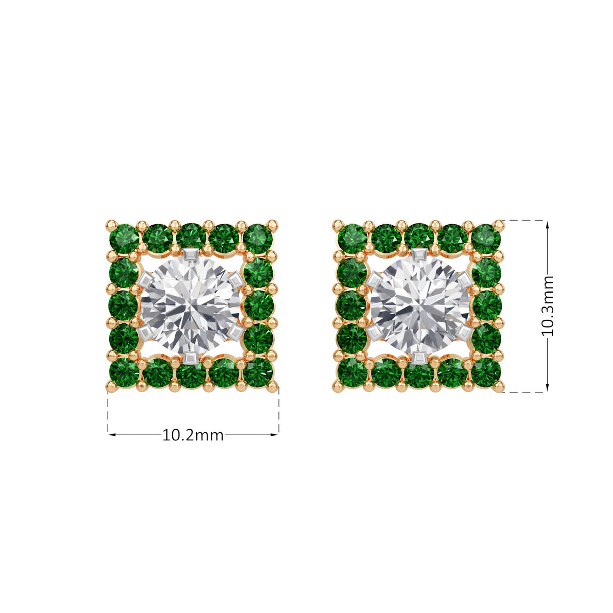 square emerald  bloom earring