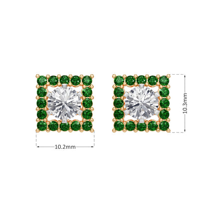 Square Emerald  Bloom Earring