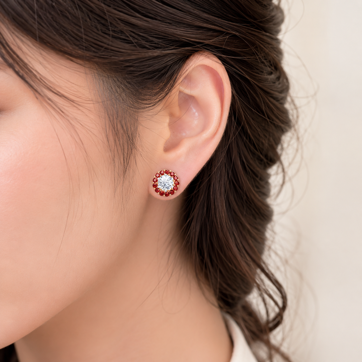 ruby bloom earring