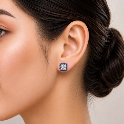 Sapphire Halo Earring
