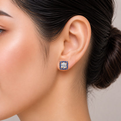 Sapphire Halo Earring