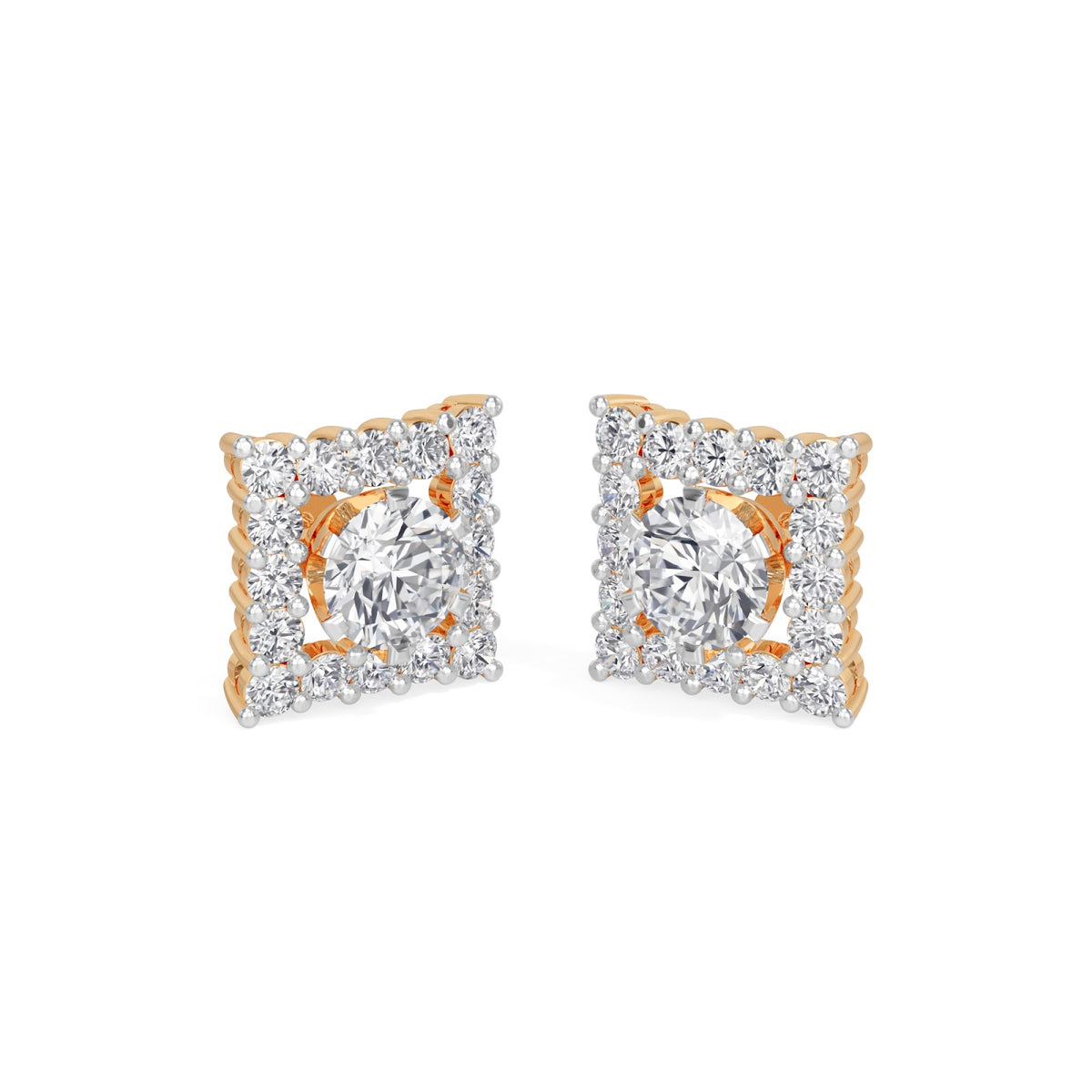 square halo solitaires earring