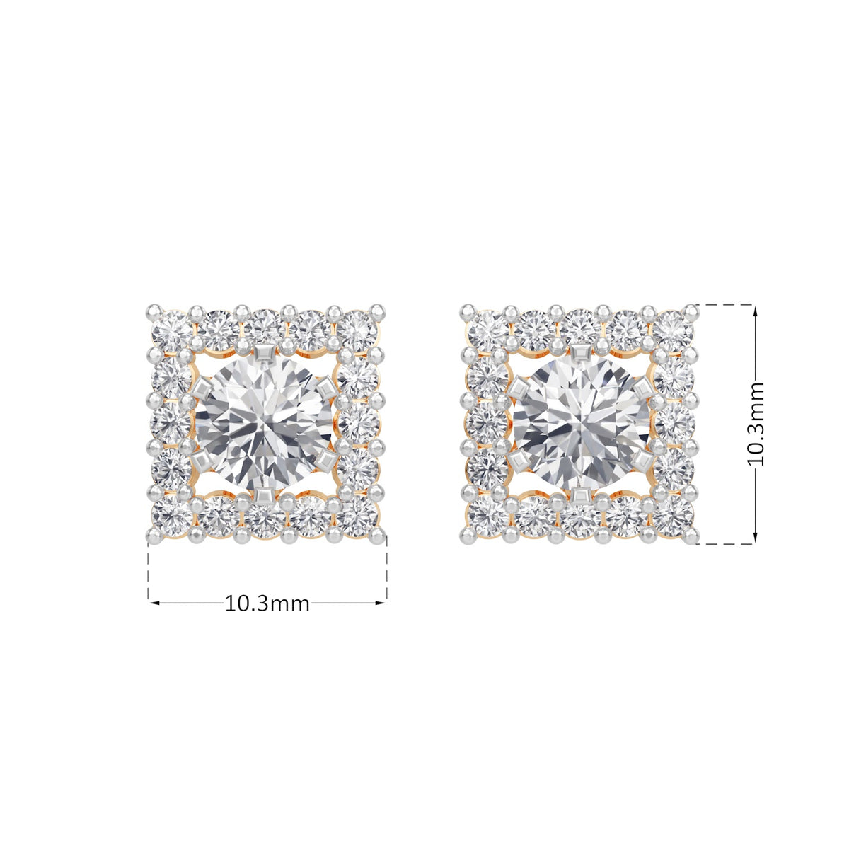 square halo solitaires earring