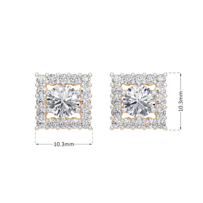 Square Halo Solitaires Earring