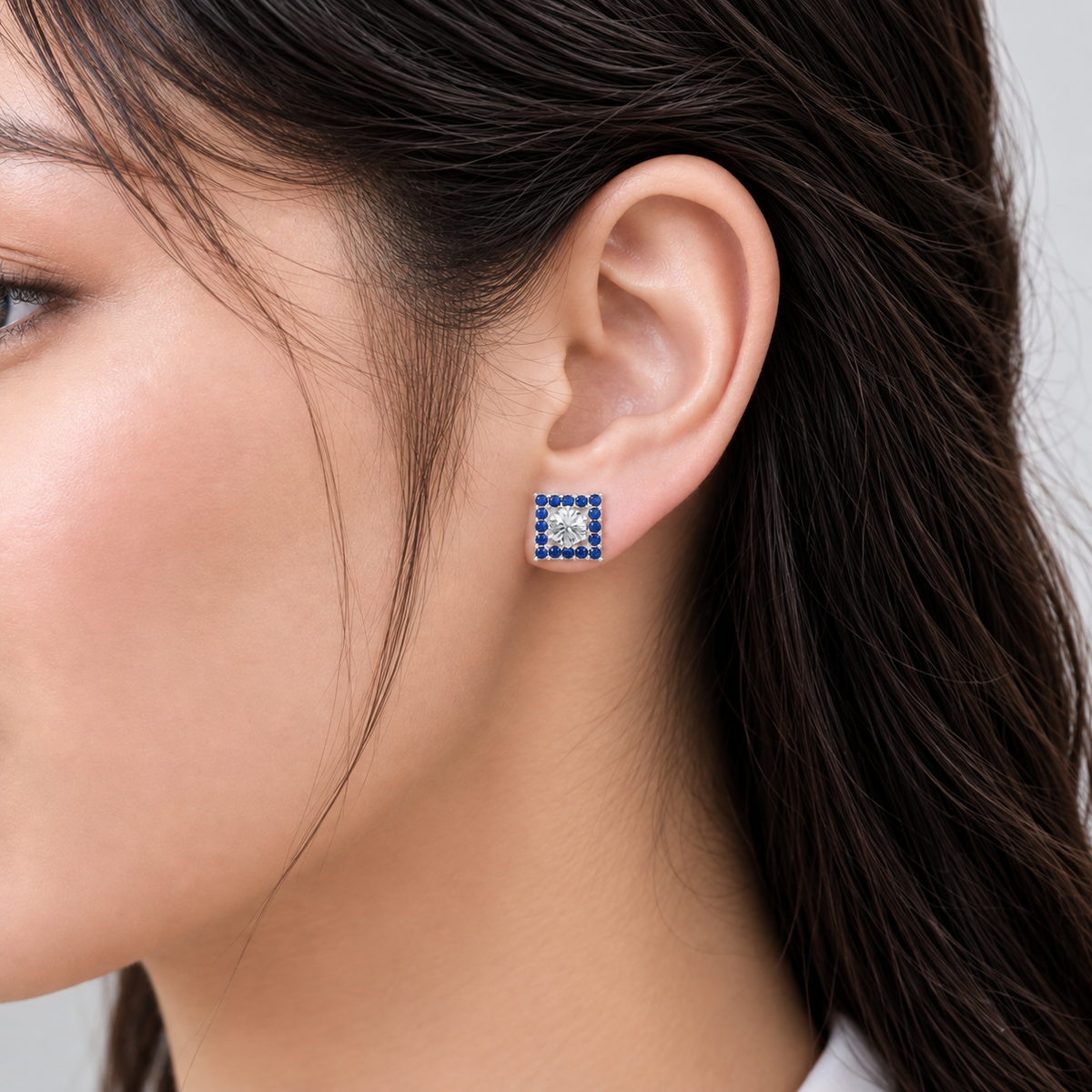 sapphire halo earring