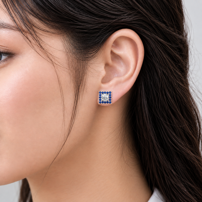 Sapphire Halo Earring