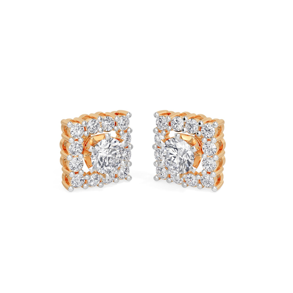 square halo solitaires earring