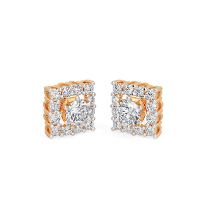 Square Halo Solitaires Earring