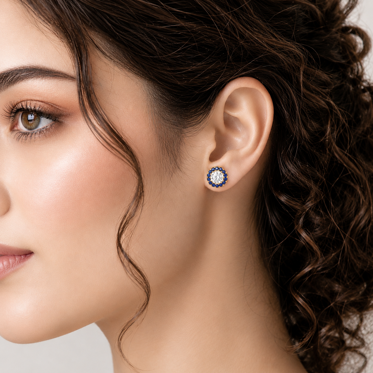 sapphire halo earring