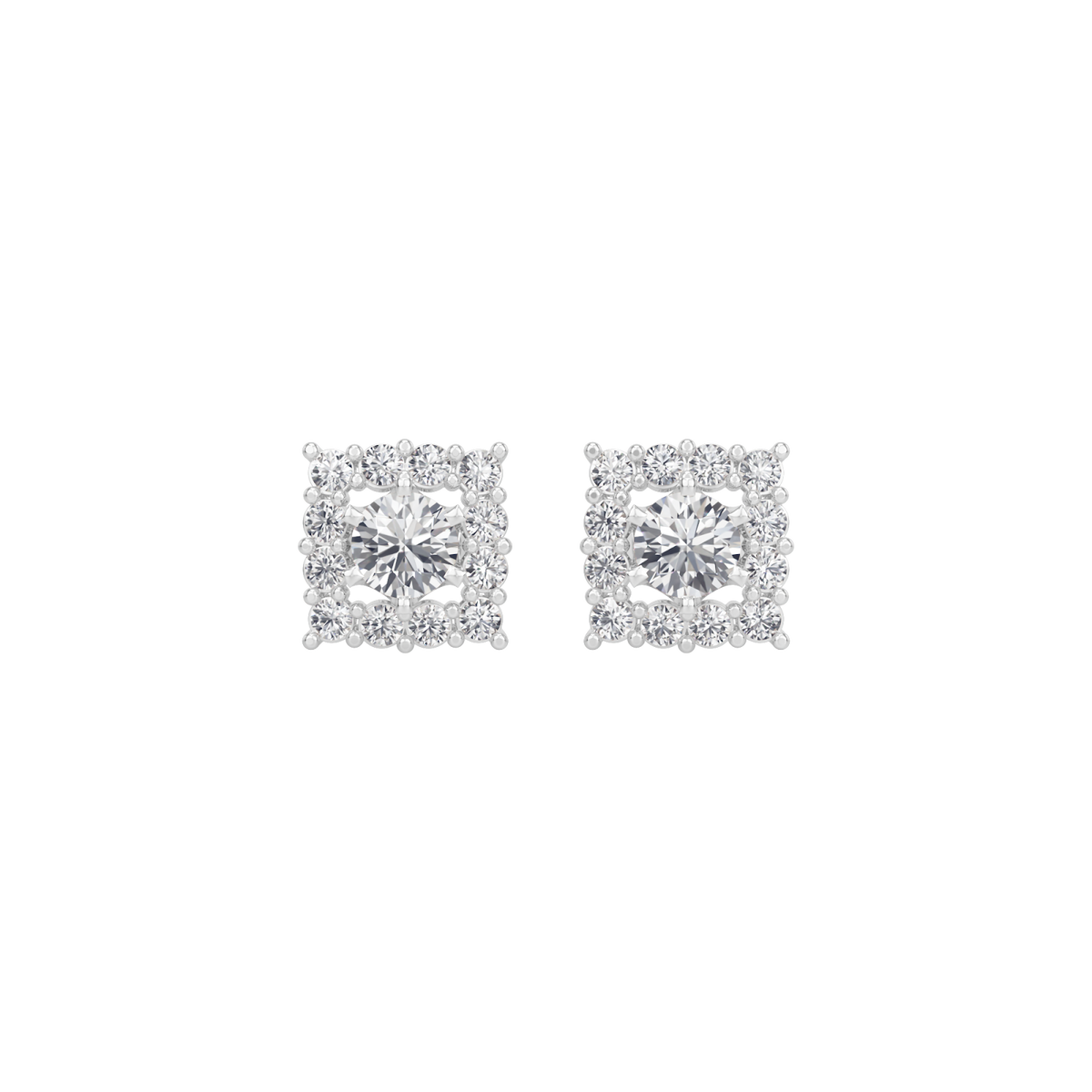 square halo solitaires earring