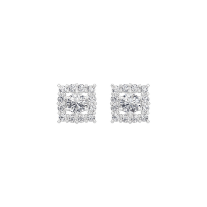 Square Halo Solitaires Earring