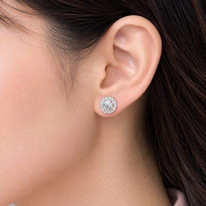classic Halo Solitaires Earring