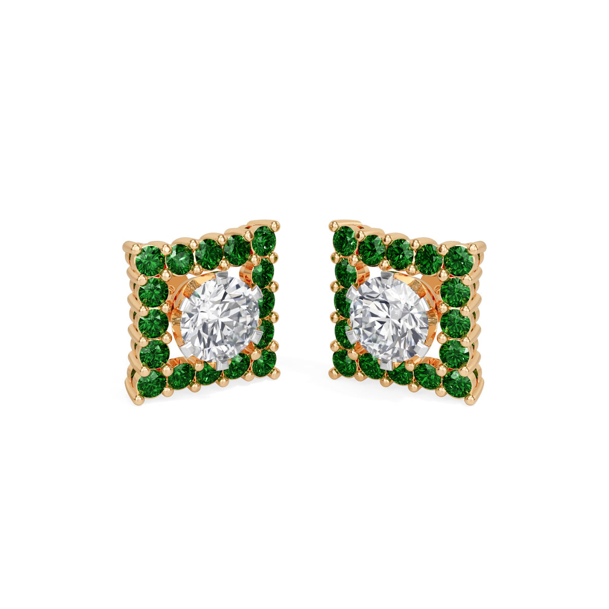square emerald bloom earring