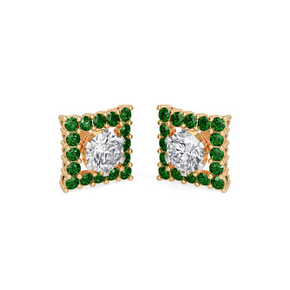 Square Emerald Bloom Earring
