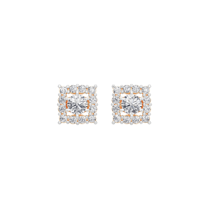 Square Halo Solitaires Earring