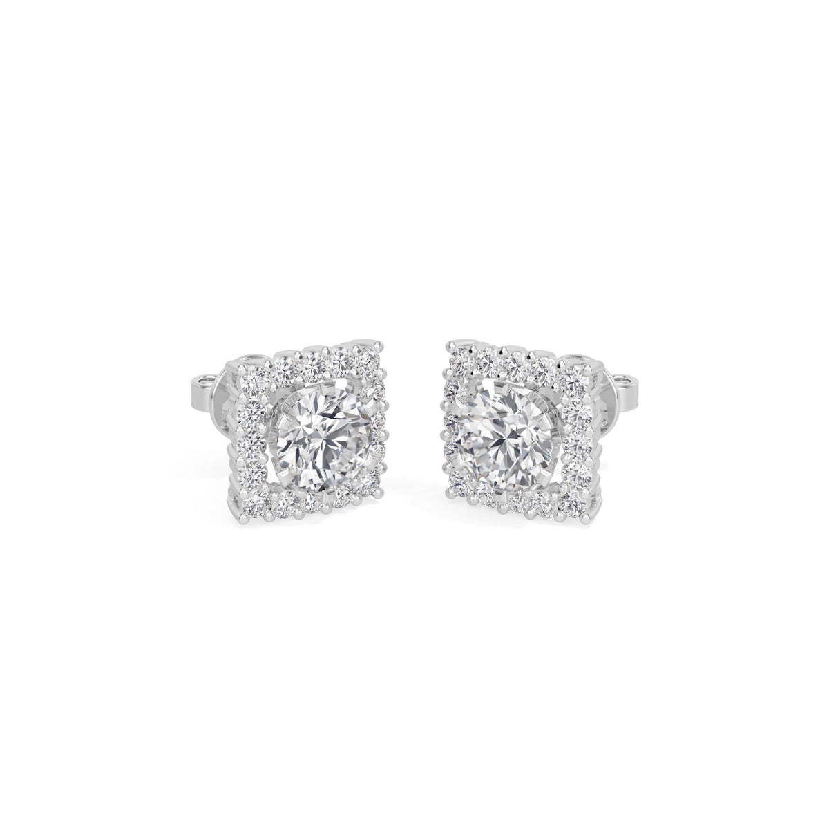 square halo solitaires earring