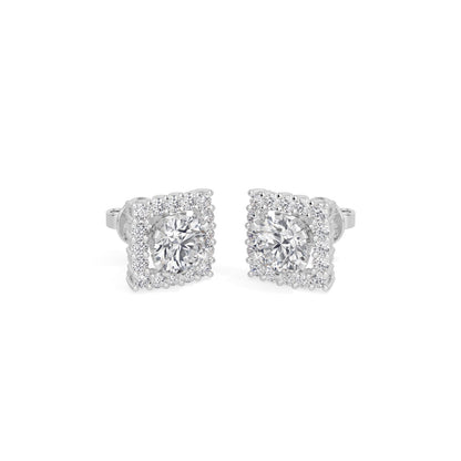 Square Halo Solitaires Earring