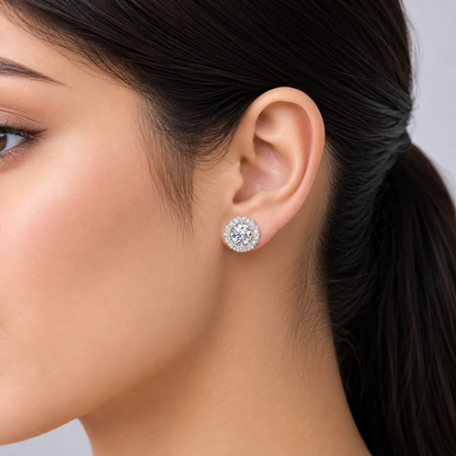 Classic Halo Solitaires Earring