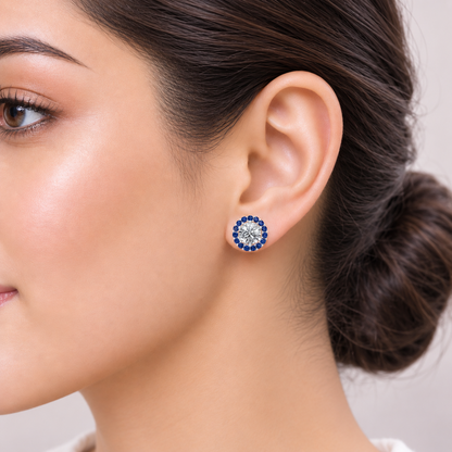 Sapphire Halo Earring