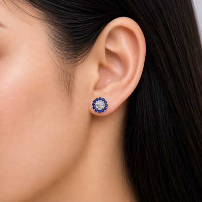 Sapphire Halo Earring