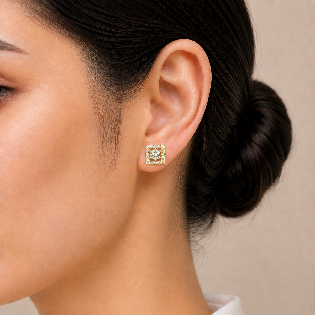 square halo solitaires earring