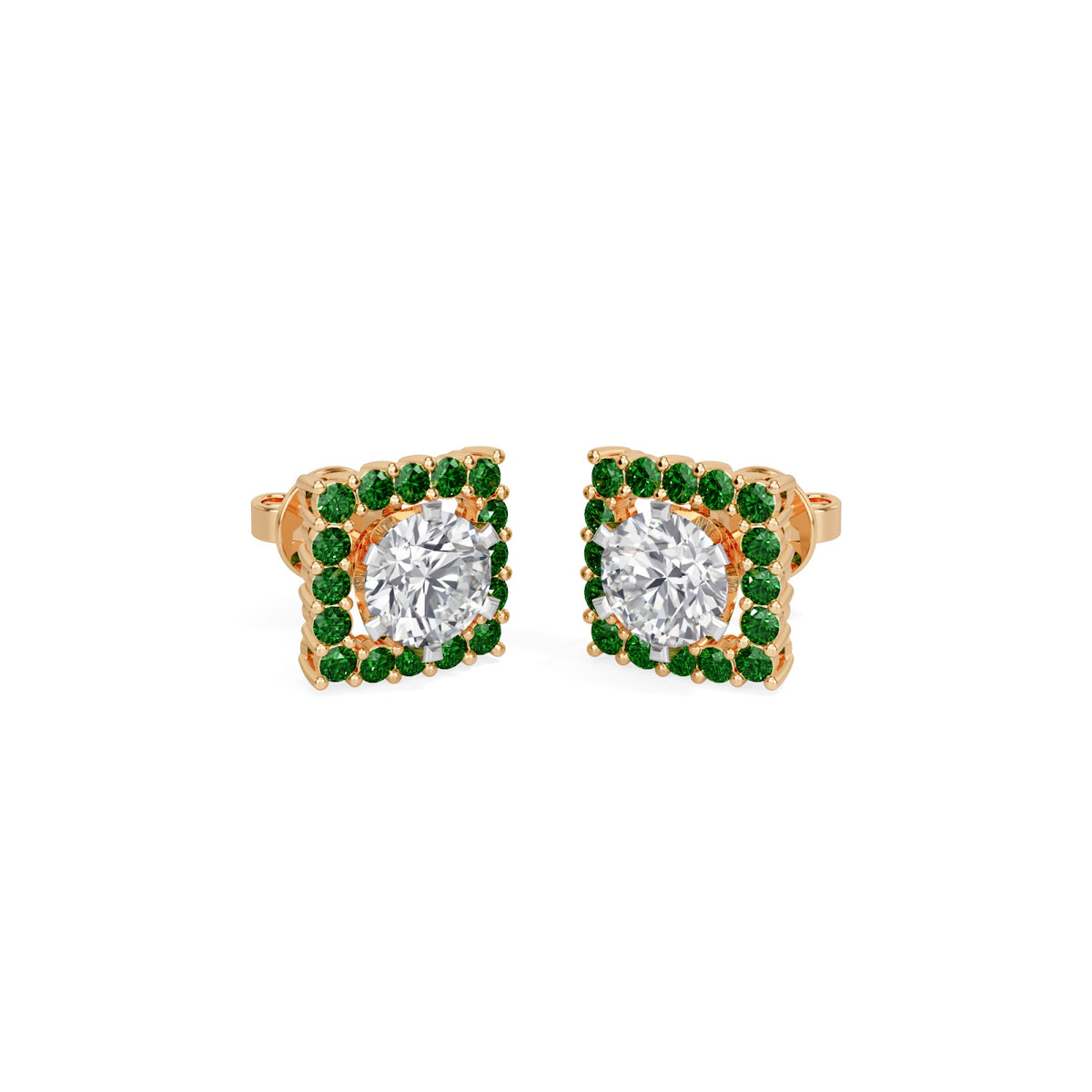 square emerald bloom earring