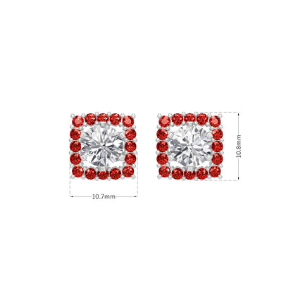 Square Ruby Bloom Earring