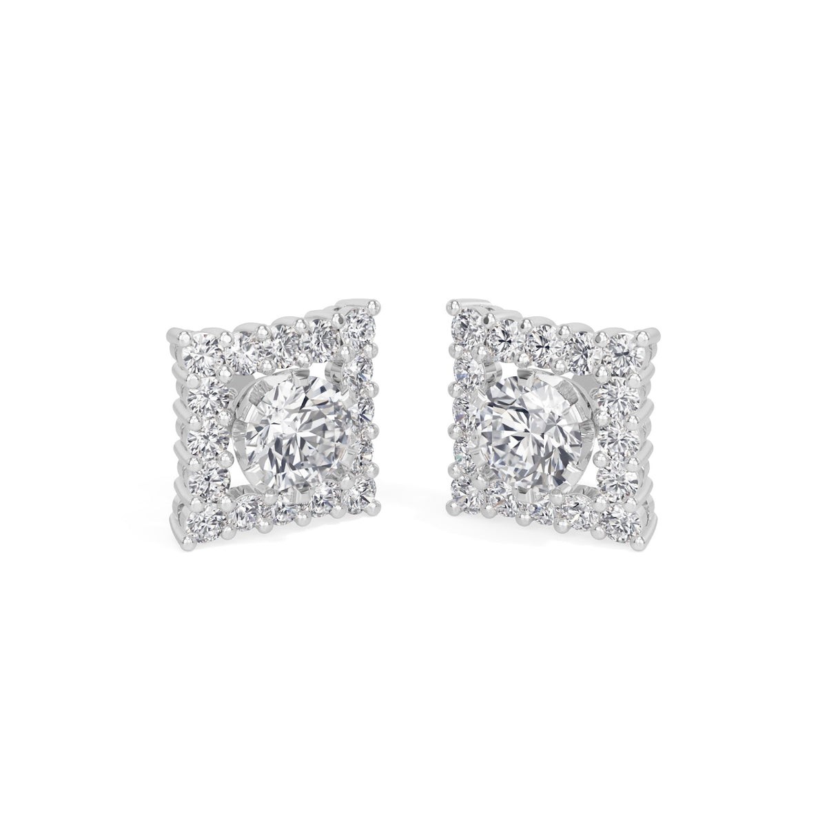 square halo solitaires earring