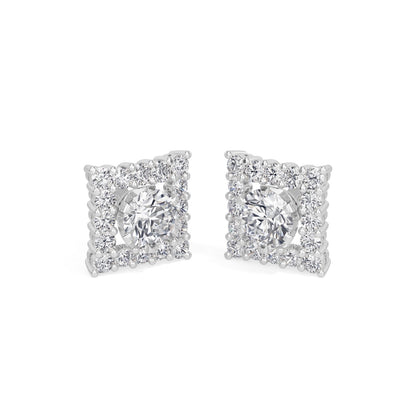 Square Halo Solitaires Earring