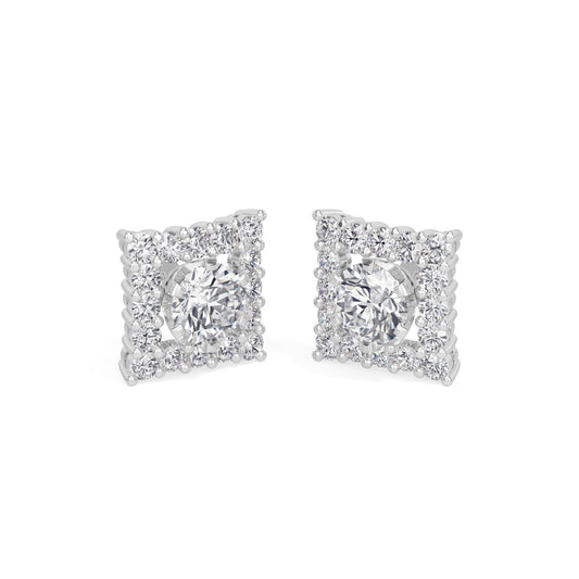 Square Halo Solitaires Earring