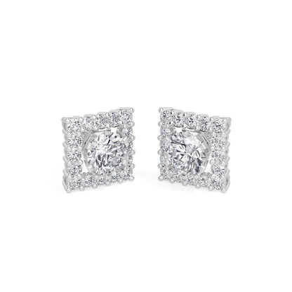 Square Halo Solitaires Earring