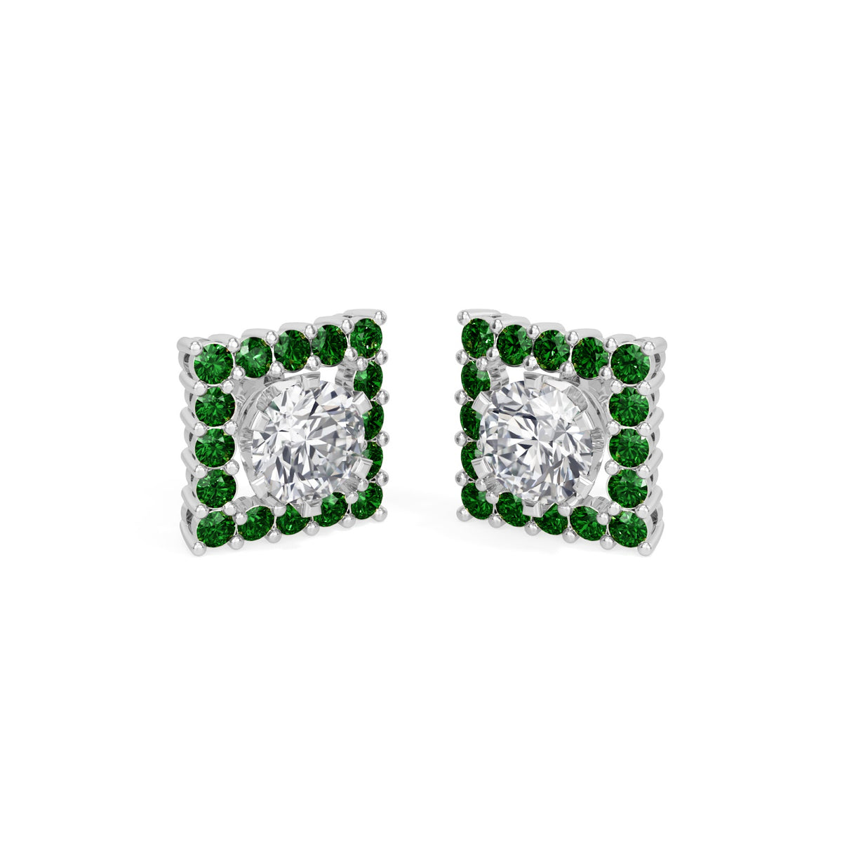 square emerald  bloom earring