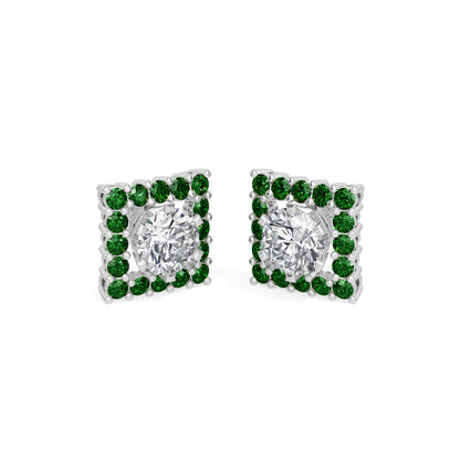 Square Emerald  Bloom Earring
