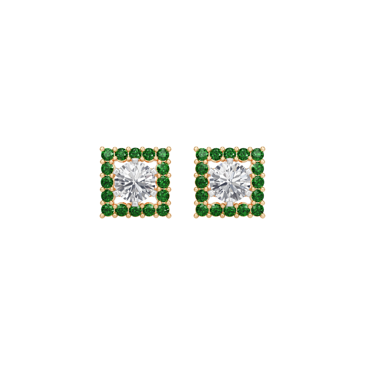 square emerald  bloom earring