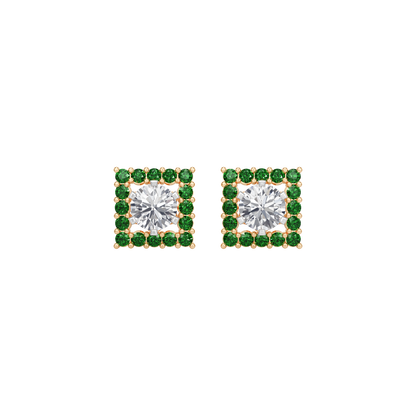 Square Emerald  Bloom Earring