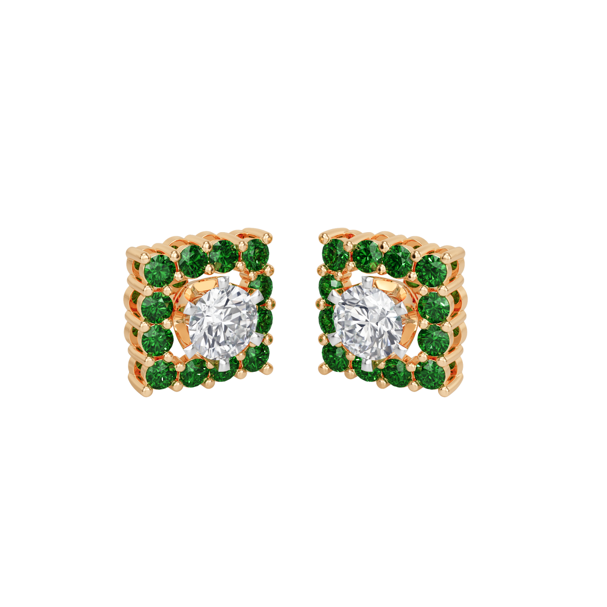 square emerald bloom earring