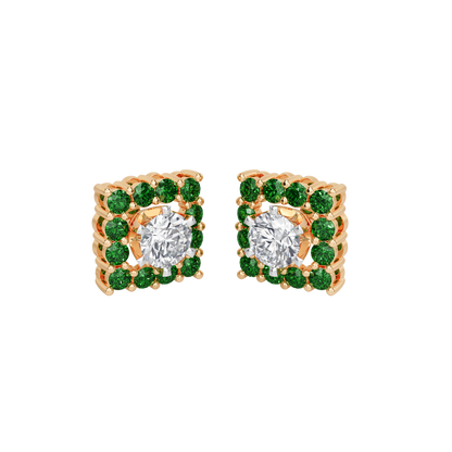 Square Emerald Bloom Earring