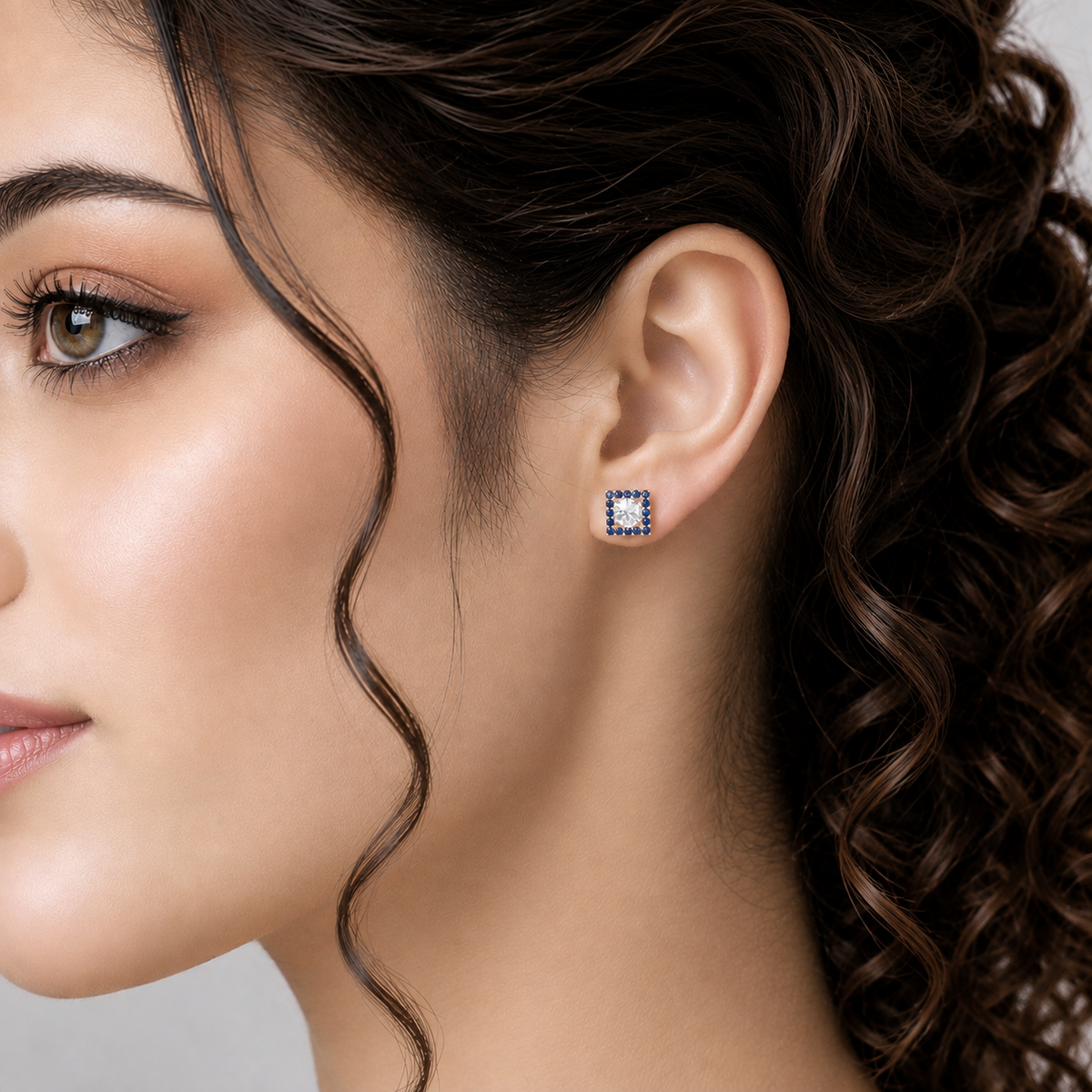 sapphire halo earring