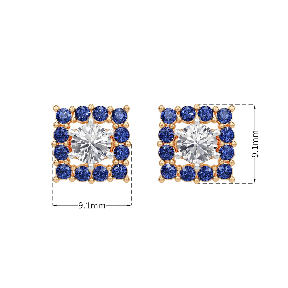 sapphire halo earring