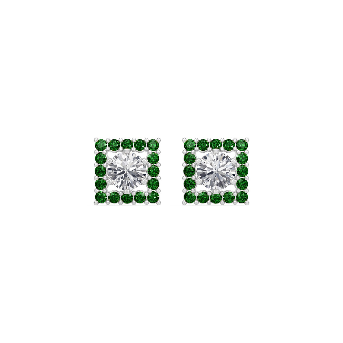 square emerald  bloom earring